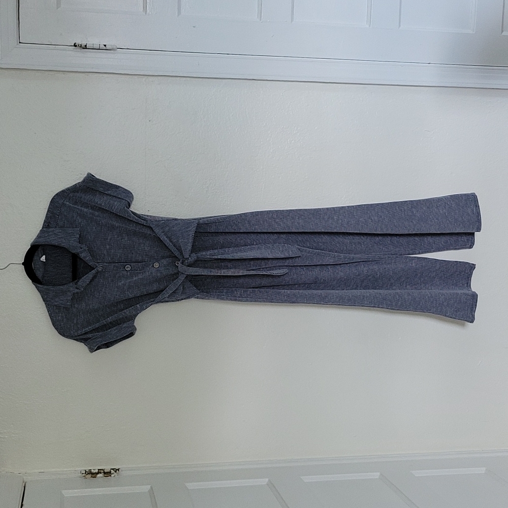 Pinkblush pinstripe blue/grey maternity jumpsuit sz Small